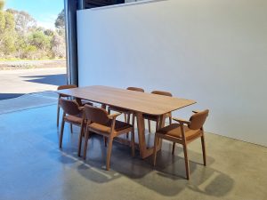 Custom Botanical table in WA Blackbutt 2200 x 1000 x 740mm with Kinross Chair