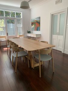 Botanical Dining Table in American Oak with custom edge profile. 2700 x 1000 x 740mm