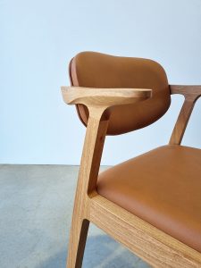 Kinross Chair in WA Blackbutt with Pelle Ultimo Tan leather.