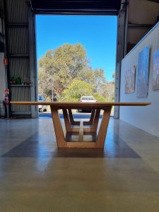 Custom Boardroom Table in American Oak for a new office, situated at Rhodes House, West Perth, Western Australia. 4800 x 1600mm with integrated data connection