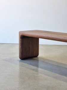 Hippo Bench in American Walnut. 1800 x 400 x 450mm