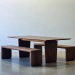 Morey Dining Table in American Walnut 2400 x 1000 x 740mm With Hippo Benches.