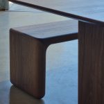 Morey Dining Table in American Walnut 2400 x 1000 x 740mm With Hippo Benches.