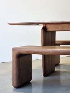 Hippo Bench in American Walnut. 1800 x 400 x 450mm